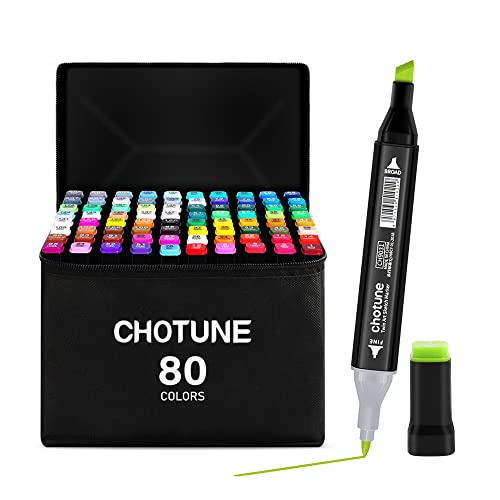 Touchcool Rotulador de 80 Colores Marker Pen Marcadores de Graffiti con Doble Punta la Versión Mejorada Agrega una Base de Almacenamiento