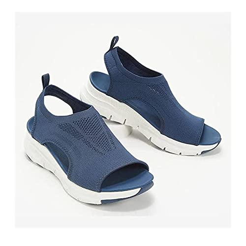 MNSFA Sandalias Deportivas Ortopédicas con Talón Descubierto Lavables De Verano,Cómodas Sandalias De Punto Deportivas, Sandalias De Boca De Pez (40,Blue)