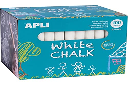APLI 14577 - Pack de 100 Tizas blancas ,para Pizarra Verde