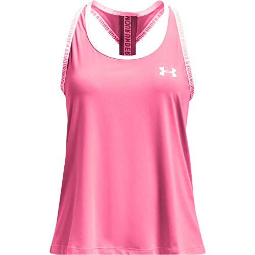 Under Armour Niñas Knockout Camiseta Sin Mangas Top, Rosa/Blanco, M