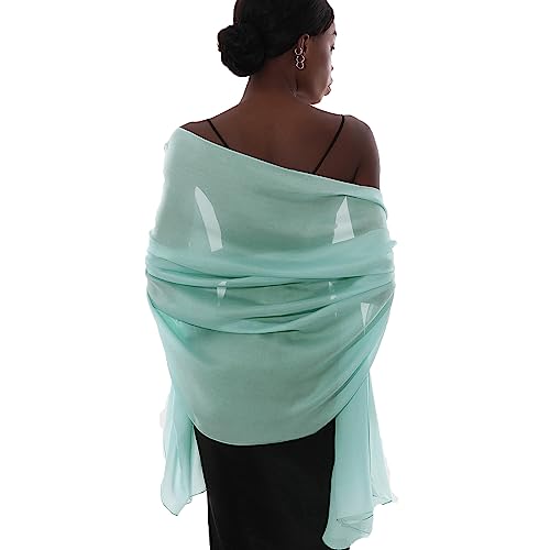 PIOYMEYA Chal Turquesa Mujer Fiesta Estola Foulard Fular Boda Ligero Pashmina Bufanda Pañuelos para Vestido Noche