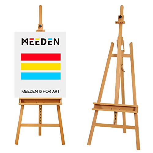 MEEDEN Caballete de Madera de Haya Ajustable, Caballete inclinable para el Suelo, con Capacidad para Lienzo de hasta 122 cm