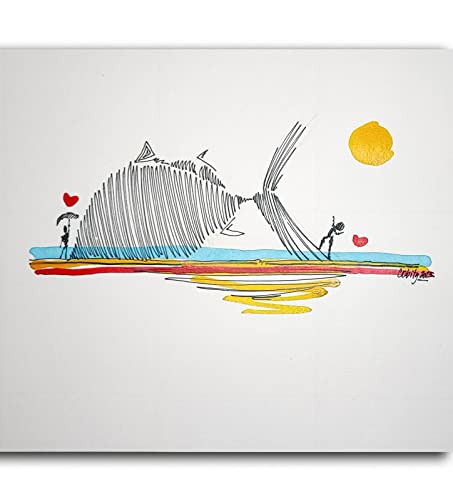 Lámina para cuadro decoración de pared 30x42 cm papel 300 gr - Dibujo y pintura hechos a mano - para instalar fácilmente en su marco