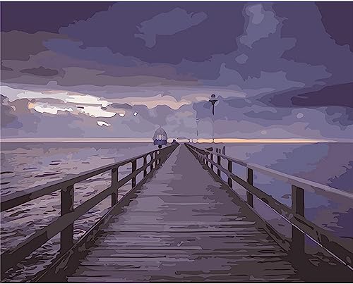 UBEYBI Paint By Number Pintar Por Números Para Adultos Niños Puente Mar Paisaje Bricolaje Pintura Por Números Kits Principiante Con Pinceles Lienzo Acrílico Pintura Al Óleo Artes Artesanía Para C