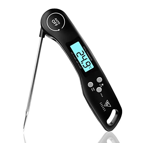 DOQAUS Termómetro Cocina de Lectura instantánea de 3s, Termómetro Alimentos Digital con Sonda Larga y ° C / ° F Conmutable, para Carne, BBQ, Comida, Horno, Liquidos, Aceite, Agua(Negro)