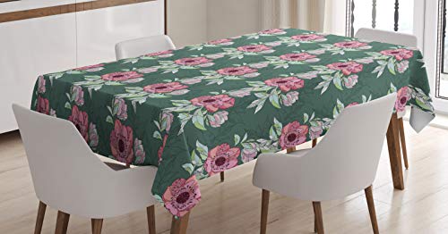 ABAKUHAUS Las Hojas de Color Rosa Mantele, Zentangle Arte Clematis, Fácil de Limpiar Colores Firmes y Durables Lavable Personalizado, 140 x 200 cm, Multicolor