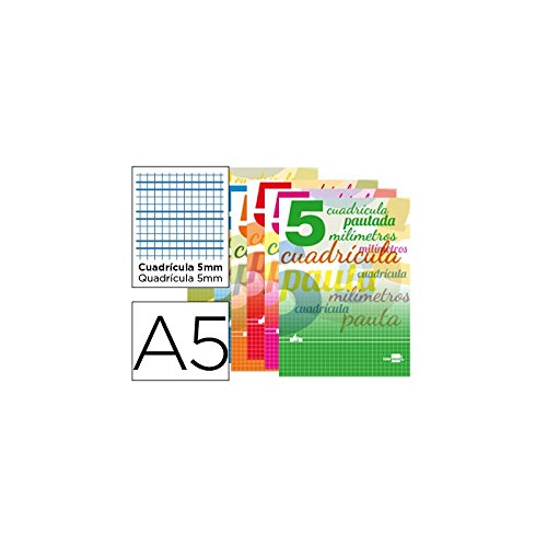 LIBRETA LIDERPAPEL PAUTAGUIA TAPA CARTONCILLO 32 HOJAS DIN A5 70 G CUADRICULADO PAUTADO 5 MM CON MARGEN (10 unid.)
