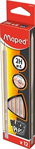 Maped Black'Peps 850023 2H- Lápiz Gris Naranja, 12 unidades