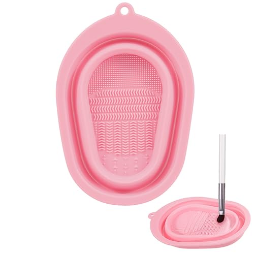 JIAMIAN Alfombrilla De Limpieza Cepillo Maquillaje Silicona, Limpiador Cepillo Cosmético, Almohadilla Cepillos, Para Limpiar Varios Pinceles De Maquillaje (Rosado)