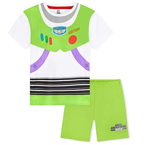 Disney Toy Story Pijama Niño Corto, Pijamas Niños de Buzz Lightyear y Woody, Ropa Niño de Algodon, Regalos para Niños Edad 2-10 Años (Verde, 3-4 años)