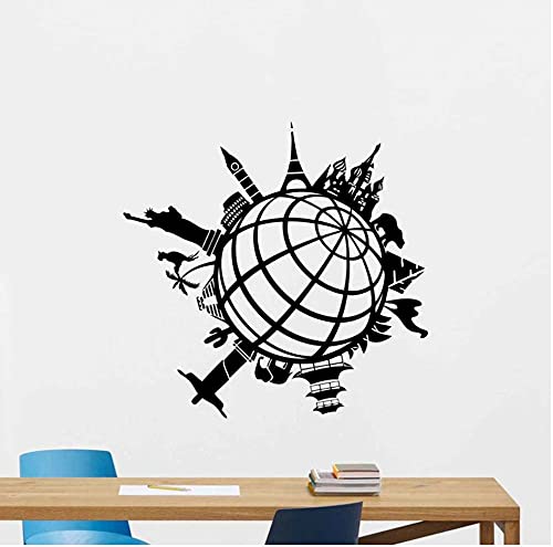 Mapa de dibujos animados decoración del hogar para habitación de niños vinilo DIY calcomanías de pared gran mapa del mundo pegatinas de pared viaje alrededor del mundo pegatina 59X57CM
