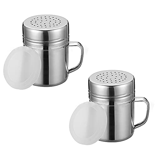 Schneespitze 2 Piezas Cocina Tamiz Saleros De Cocina Espolvoreadores de Acero Inoxidable Pimentero Tamizador Harina Salero para Hogar, Restaurante, Barbacoa