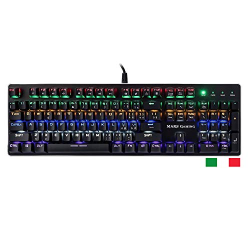 Mars Gaming MK4BITALY, Teclado Mecánico RGB Flow, Antighosting, Switch OUTEMU Azul, Doble Idioma Italiano-Inglés