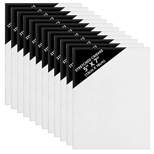 BELLE VOUS Lienzos para Pintar en Blanco (Pack de 12) 13 x 18cm – Set Lienzo Pequeño Preestirado – Aptos para Pintura Acrílica y al Óleo - Lienzo Blanco Apto para Bocetos y Dibujos
