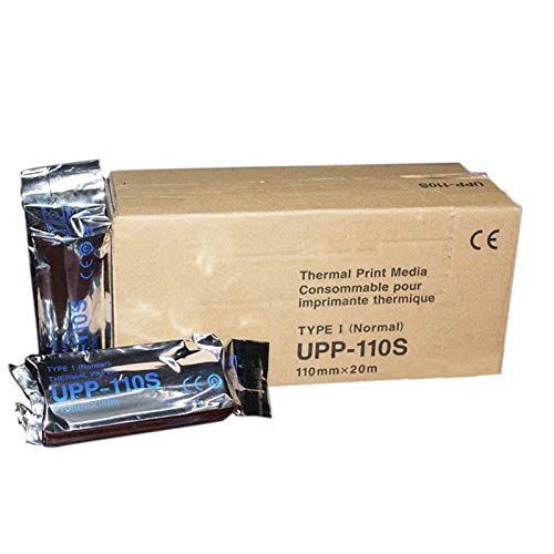 UPP 110S Papel para impresora ultrasonido, tipo I, color blanco y negro, 10 rollos de 110 mm x 20 m