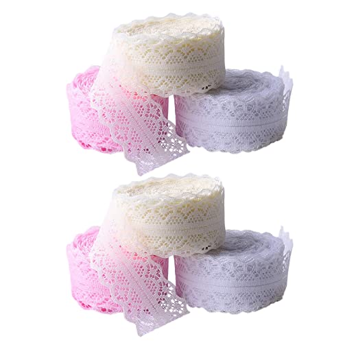 Encajes Puntillas para Manualidades Vintage Cintas de Encajes Puntillas Floral Borde de Encaje Encaje Puntillas Vintage Rollos Cinta Encaje Blanco para Coser Manualidades Bricolaje y Decoración