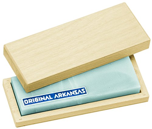 Herbertz - Piedra de Arkansas auténtica para Adultos, 20 x 5 cm, en Caja de Madera, Productos de Afilado, Multicolor, Talla única