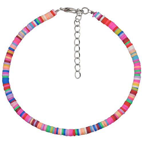 Holibanna Tobillera de perlas bohemias para mujer, bohemia, verano, playa, arco iris, pulsera de tobillos, color amarillo, Arcilla polimérica,