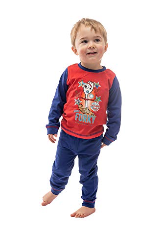 Toy Story 4 Pijama para niños con horquilla con Woody, Buzz Lightyear, Rex y Squeeze Toy Alien | Ropa de dormir 100% algodón para niños | Conjunto de pijama de 2 piezas con camiseta de manga larga y
