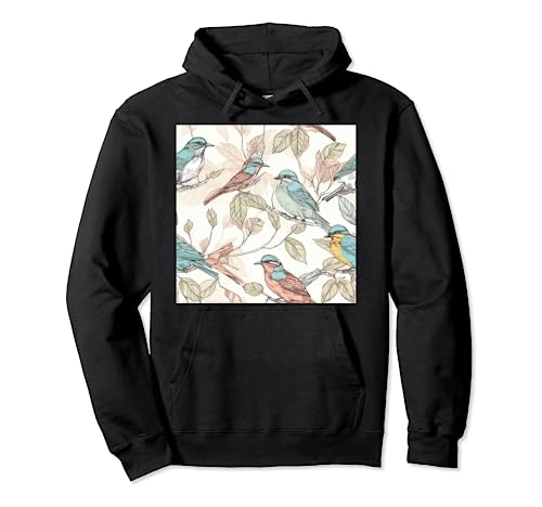 Whispers of Color: un pájaro pastel en una rama dibujo Sudadera con Capucha