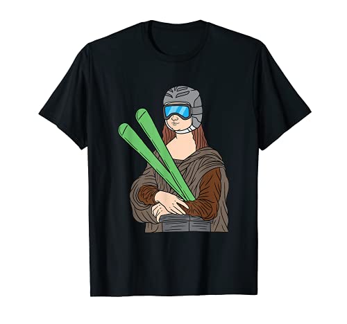 Mona Lisa Esquiador Leonardo Da Vinci Pintura Esquí Invierno Arte Camiseta