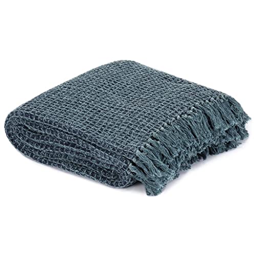 Wakects Manta, Azul Índigo 125 X 150 cm Manta de Algodón Familiar para Silla Cama