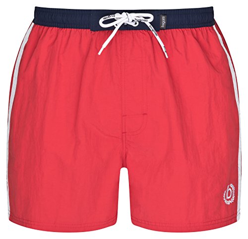 bugatti® - Moderno bañador para hombre en rojo, turquesa, azul marino y verde con atractivo color de contraste en la cintura, Rojo/azul marino, XXXL