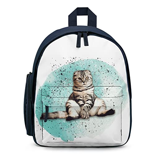 Mochilas Infantiles Sencillas para Niños Niñas Bolso de Escuela para Primaria Guarderia la Vuelta al Cole Gato Acuarela