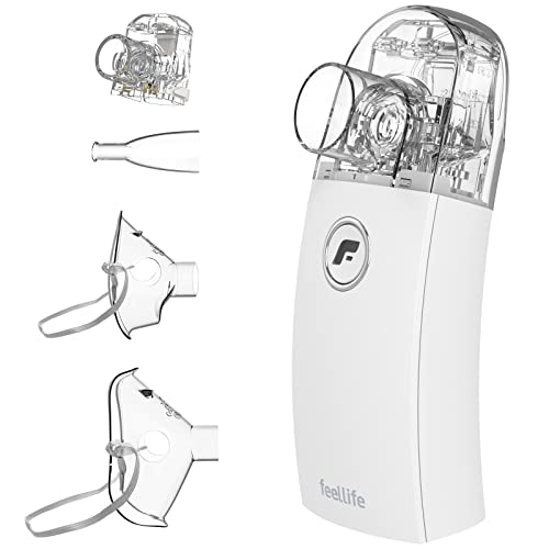 FEELLIFE Nebulizador Portatil Maquina De Aerosoles Inhalador, Para El Tratamiento De Tos, Asma, Enfermedades Respiratorias Superiores E Inferiores En Niños Y Adultos