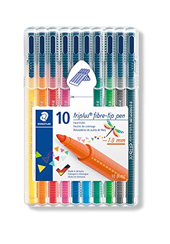 Staedtler Triplus Color 323 SB10. Rotuladores de colores de punta fina multicolor. Estuche con 10 marcadores