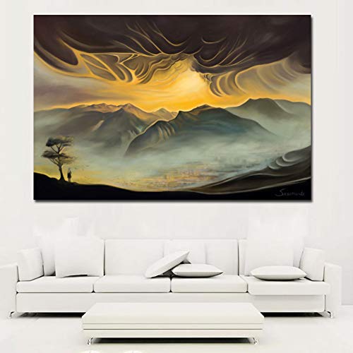 GUDOJK Impresión en Lienzo Lienzo Moraine Lago y montaña Arte pictórico Pintura Arte de la Pared La Imagen para la decoración del hogar Obras de Arte