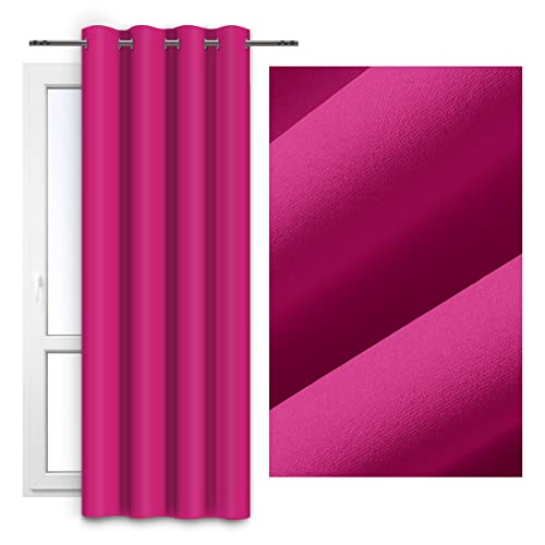 Cortinas Grupo Vipro 140x250 cm - Cortinas con Ojales - Cortina para Barra de Cortina - Cortinas de salón - Cortina de diseño - Cortina Penumbra ( Rosa Fuerte)