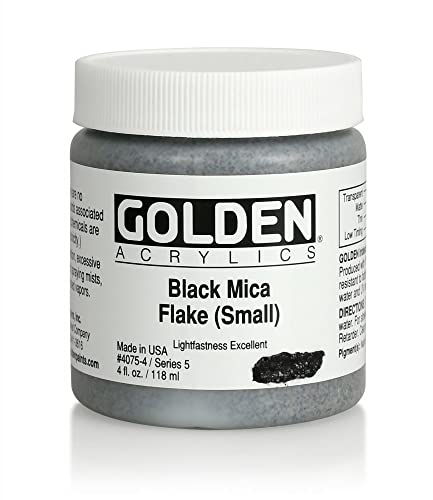 Oro 0004075-4 4Oz Heavy Body Iridescent acr-lico del color de la pintura - Negro Mica Flakes - Peque-o