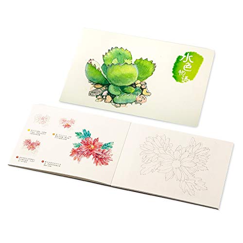 ZCLS 300gms 12 Hojas Tutorial de Pintura Papel de Acuarela Pintado Borrador de línea de Libro Soluble en Agua para rastreo de Artista y Estudiante