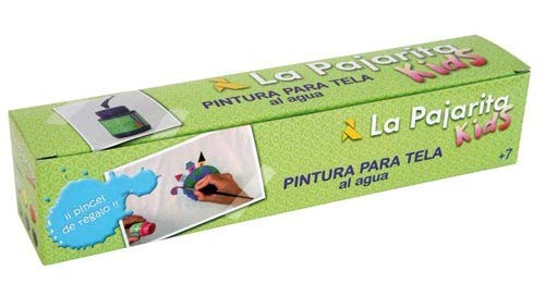 Pintura para tela la pajarita kids 25 ml caja de 6 unidades colores surtidos + pincel