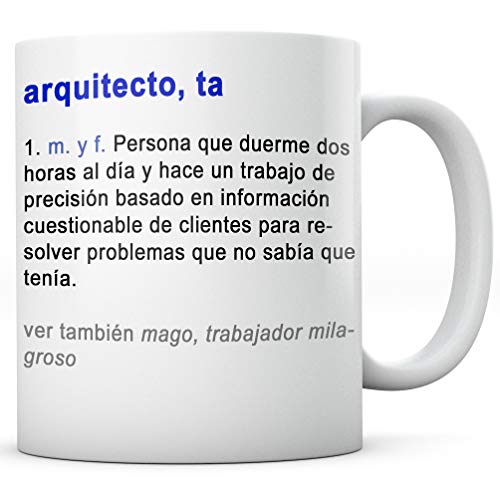PANISCUS Taza para Regalar Diccionario Definición Arquitecto Arquitecta Regalo Divertido Broma Humor Sarcasmo Desayuno Café