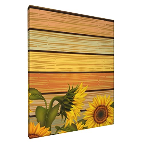 Cuadro de madera con estampado de girasoles para colgar en la pared, moderno para decorar la sala de estar, dormitorio, 8 x 10 pulgadas