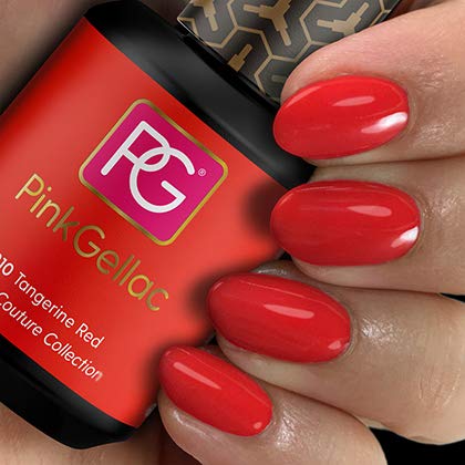 PINK Gellac color 210 Tangerine Red -Color Rojo ANARANJADO esmalte pintauñas gel permanente 14 días