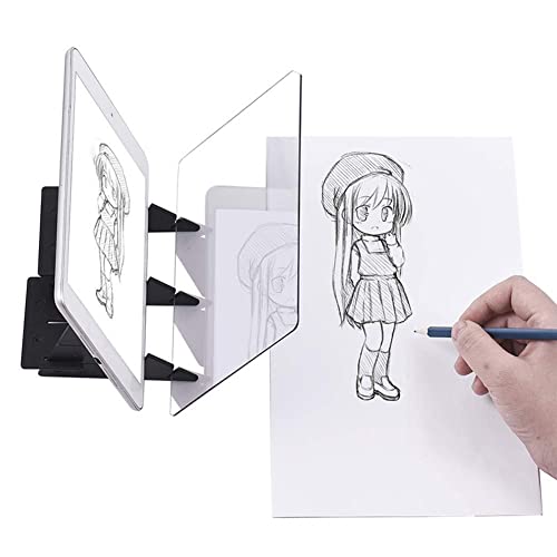 Diyeeni Tablero de Dibujo de trazado, Tablero de Reflejo de Espejo de boceto con 5 Soportes, Herramienta de Dibujo de Dibujo fácil Adecuada para Papel, Tela Blanca, Telas no Tejidas, Graffiti