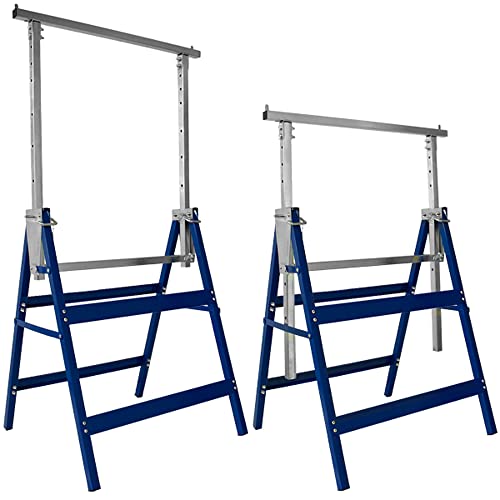 Deuba Set 2x Caballetes Telecópicos Metal Mesa de Trabajo Plegables Altura Regulable Andamio 69x57x81cm 200kg