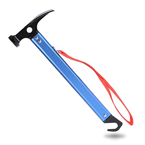 Tienda de Campaña al Aire Libre Peg Stake Hammer Extractor de Uñas Extractor Herramienta Multifuncional con Mango de Aluminio (Color : Azul)
