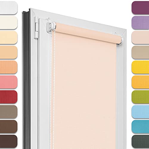 Estika® Estor para ventanas sin taladrar, 45 cm x 150 cm, salmón pastel, 25 colores de tela, montaje Klemmfix, persianas para ventanas, protección visual para puertas de balcón (45 cm de ancho de