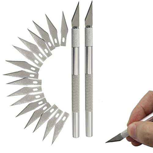 Juego de bisturí NIANOPKM,2 x bisturí que incluye 12 hojas de repuesto para manualidades, cuchillo para tallar bricolaje,uego de bisturí cortador para manualidades,arte para tallar manualidades