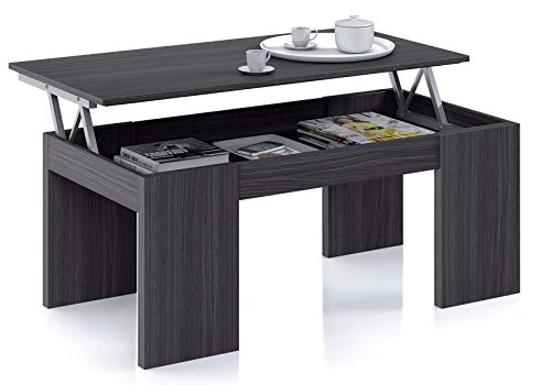 JUANIO Mesa de Centro Elevable para Salón o Comedor con Acabado en Gris Ceniza - Dim: 100 x 50 x 43-54 cm