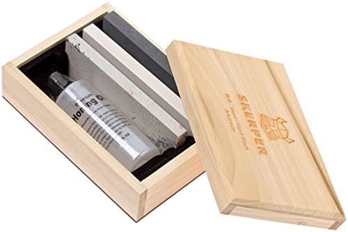 Skerper Arkansas Deluxe Set de Bruñido NAHK03, Soft/Hard/Hard Black Arkansas en Caja de Madera