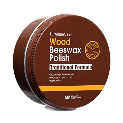 Furniture Clinic Abrillantador de Cera Natural de Abejas para Madera y Muebles 200 ml de Cera para Todo Tipo de Madera y Colores – Pule y Protege los Muebles y Cualquier Superficie de Madera