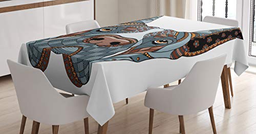 ABAKUHAUS Amante de los Perros Mantele, Perro Floral Zentangle, Fácil de Limpiar Colores Firmes y Durables Lavable Personalizado, 140 x 200 cm, Multicolor