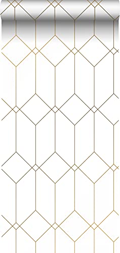ESTAhome papel pintado arte deco blanco y oro - 139223-0,53 x 10,05 m