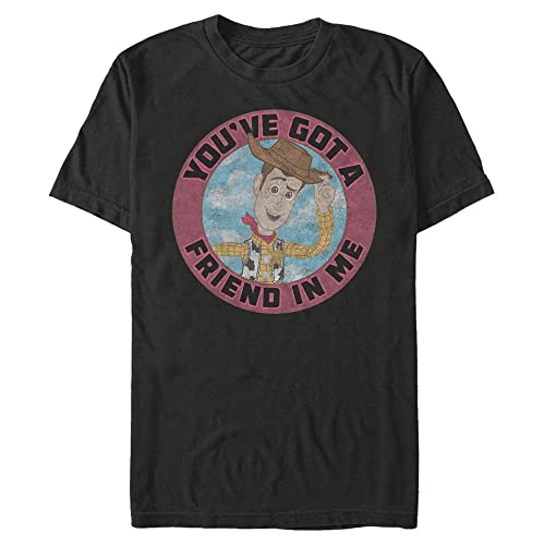 Pixar Toy Story Woody Friend Organic-Camiseta de Manga Corta, Negro, XL Unisex Adulto