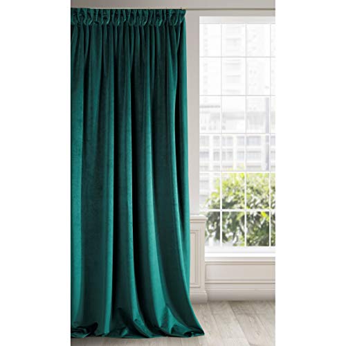 Eurofirany Ria Cortina Opaca Terciopelo con Cinta de Cortina - 1 Unidad, Panel, Suave, Clásico, Elegante, Salón, Dormitorio, Gruesa 290 g/m², 140x270 cm, Turquesa Oscura